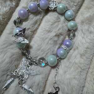 Elegant Silver and Lavender Beaded Bracelet